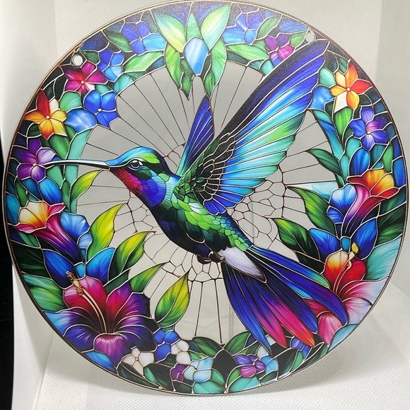 Suncatcher Acrylic Hummingbird Wildlife Decorative Round Home Cottage Decor - Picture 1 of 3